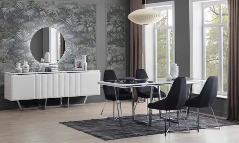 Elisa Metal Leg Dining Room Set (White)