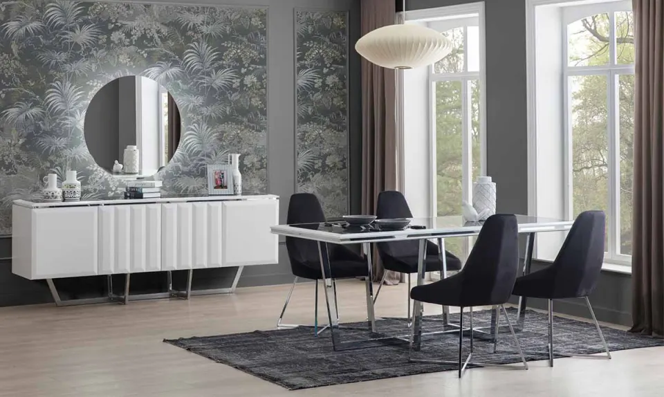 Elisa Metal Leg Dining Room Set (White)