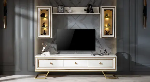 Palermo Metal Leg Tv Unit (White)