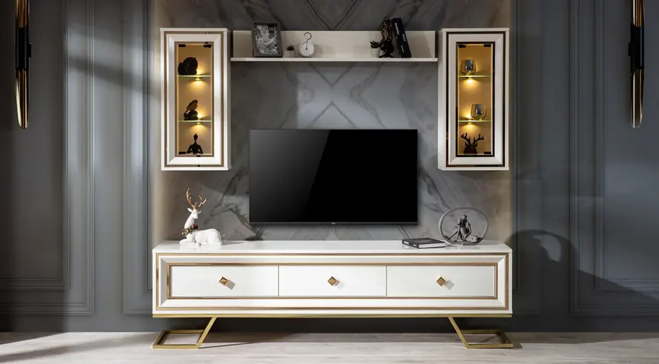 Palermo Metal Leg Tv Unit (White)