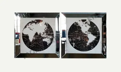 Map Mirror Framed Table