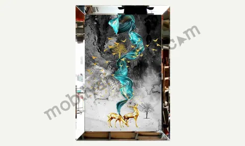 Golden Deers Mirror Framed Painting