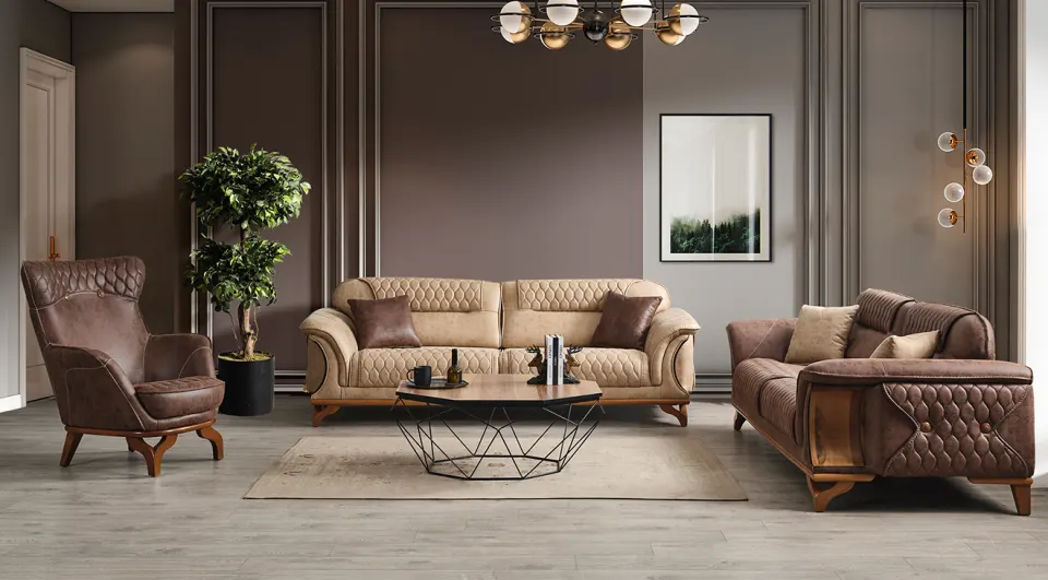 Jüpiter  Wooden Leg Sofa Set