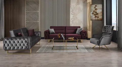 New Gold  Metal Leg Sofa Set