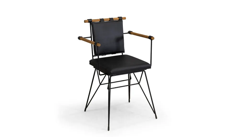 Iron Wood Metal Leg Chair