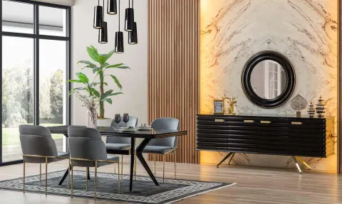 Istanbul Marble Patterned Dining Room Set