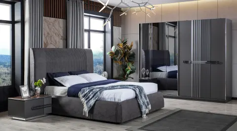 Zala Anthracite Sliding Door Bedroom Set