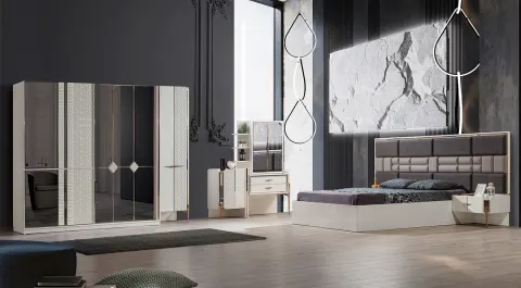 Mira Metal Leg Sliding Door Bedroom Set
