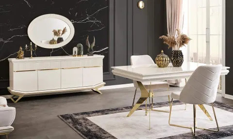 Angel Gold Metal Leg Dining Room Set