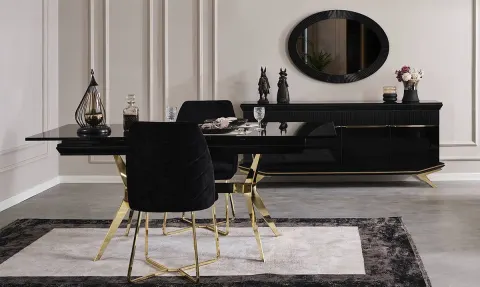 Masarati Gold Metal Leg Dining Room Set