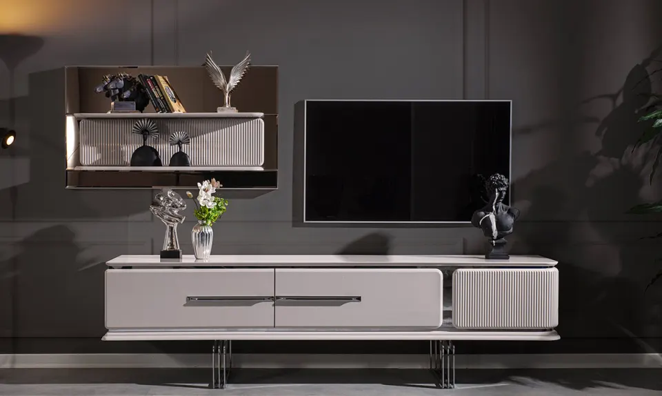 Bergama Sandstone Metal Leg Tv Unit