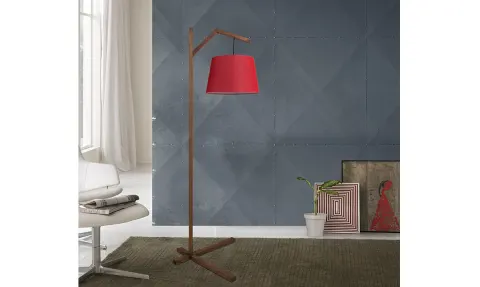 Side Walnut Floor Lamp