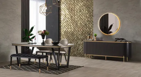 Tesla Metal Leg Gold Dining Room Set