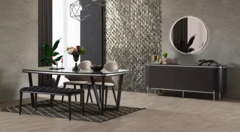 Tesla Metal Leg Silver Dining Room Set