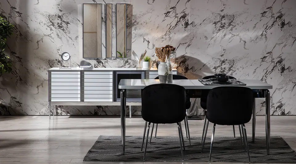 New Lion Metal Leg Dining Room Set
