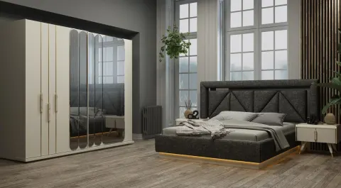 Megan Moonstone Sliding Door Bedroom Set