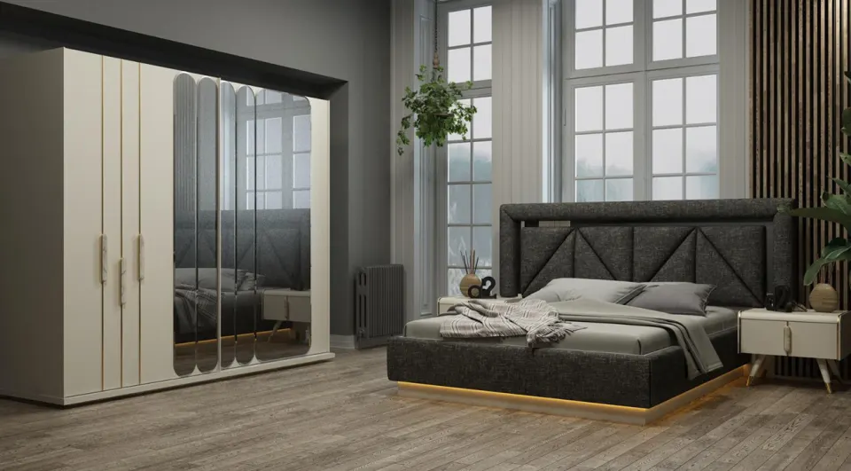 Megan Moonstone Sliding Door Bedroom Set