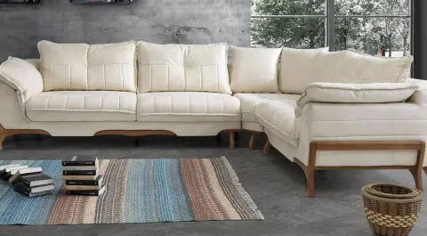 Konforlu  Wooden Leg Corner Sofa Set