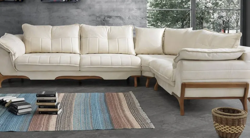 Konforlu  Wooden Leg Corner Sofa Set
