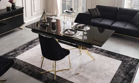 Masarati Gold Metal Leg Dining Table