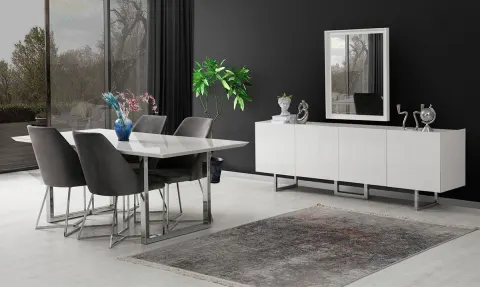 Marküteri Silver Metal Leg Dining Room Set