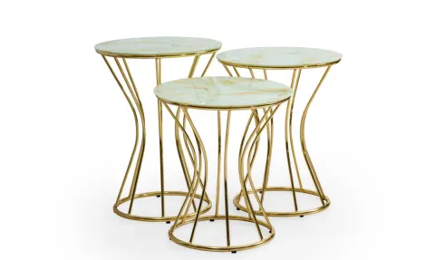 İnce Kum Gold Metal Leg Side Table