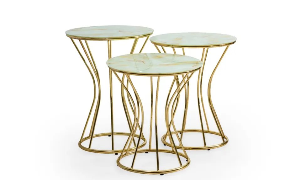 İnce Kum Gold Metal Leg Side Table