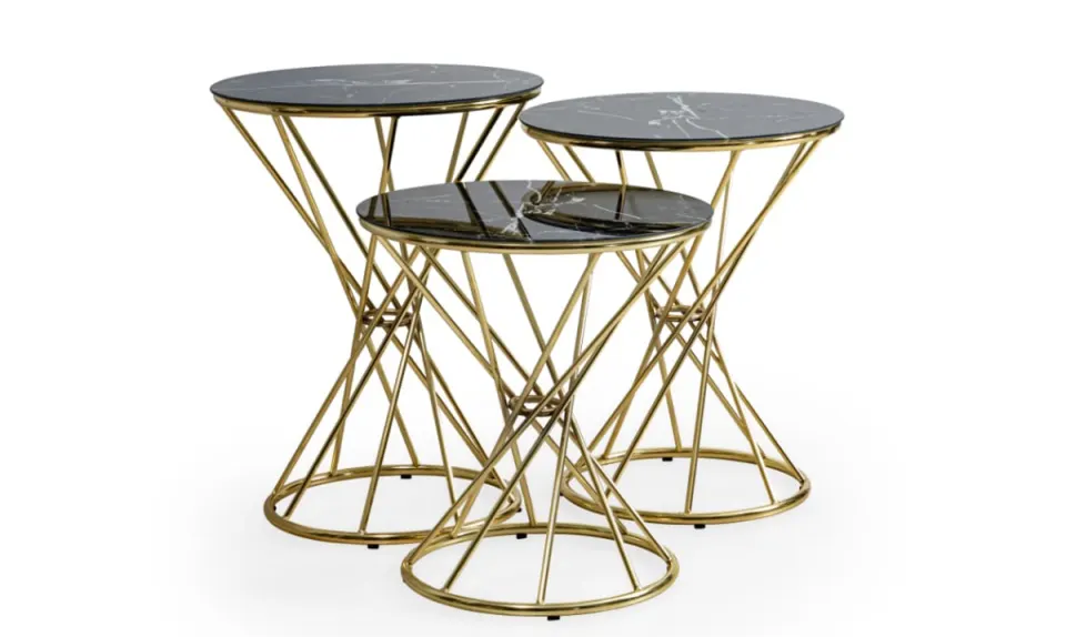 Kuşaklı Gold Metal Leg Side Table