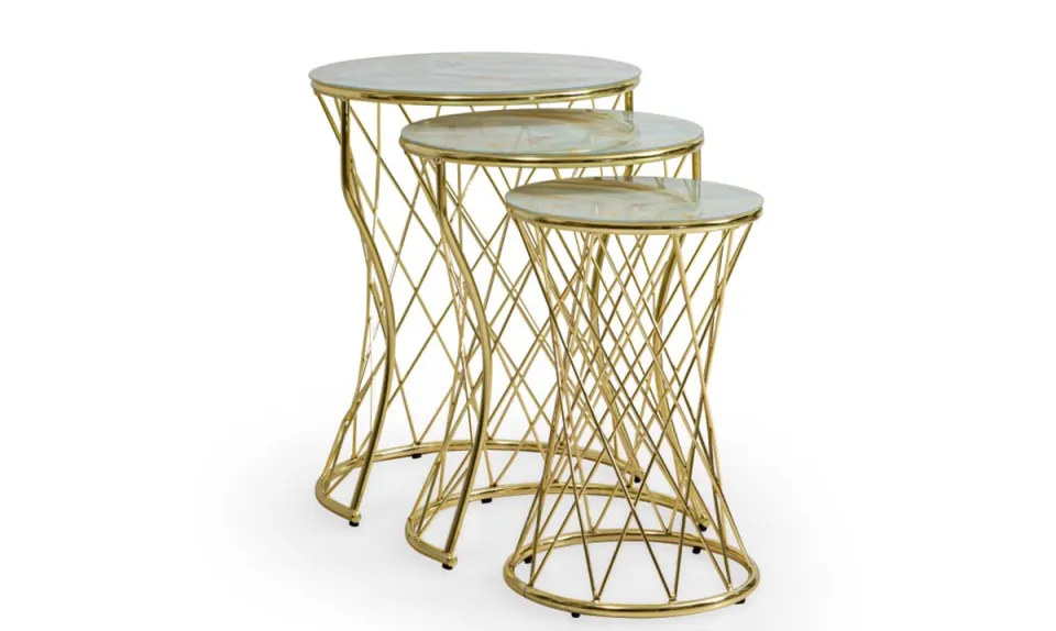 Sarmaşık C Gold Metal Leg Side Table