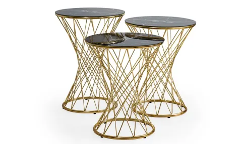 Sarmaşık Gold Metal Leg Side Table