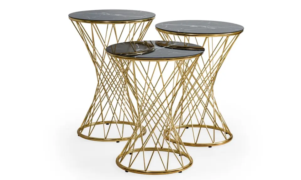 Sarmaşık Gold Metal Leg Side Table