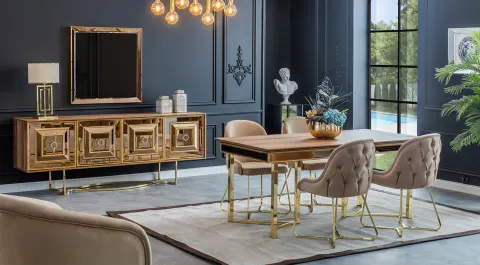 Grande Gold Metal Leg Dining Room Set