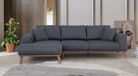 Holly  Wooden Leg Corner Sofa Set