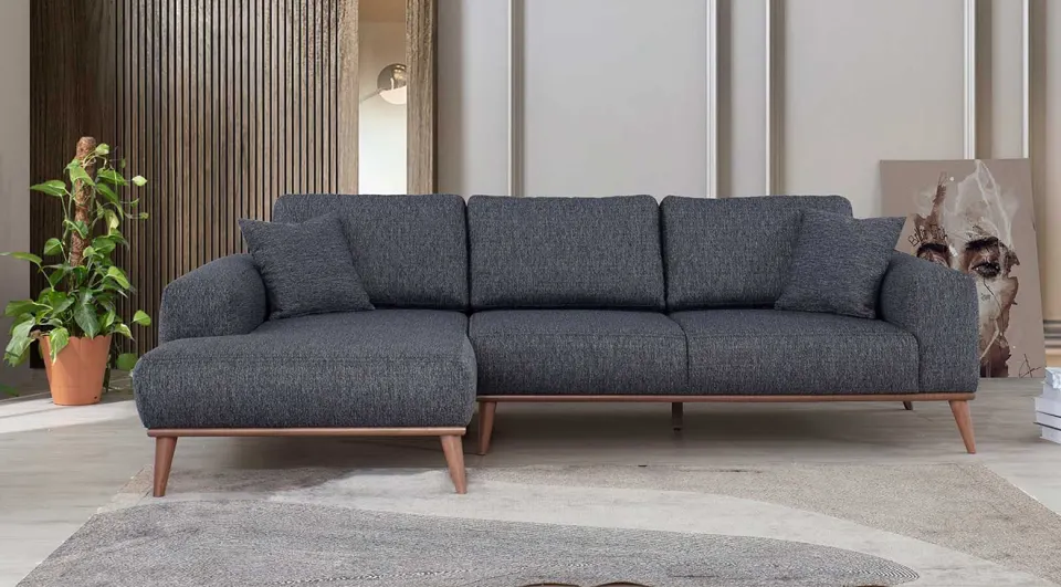Holly  Wooden Leg Corner Sofa Set