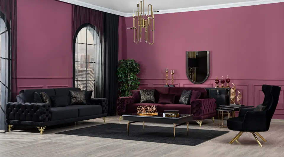 Banderas  Gold Metal Leg Sofa Set