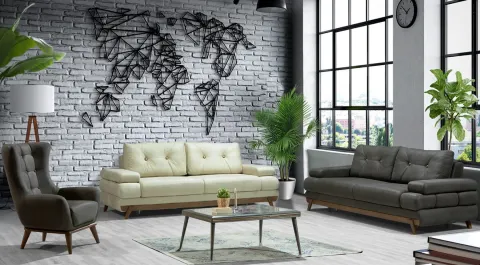 Optimus Wooden Leg Sofa Set