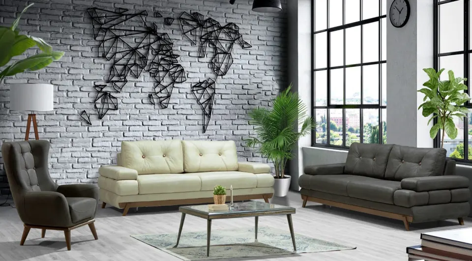 Optimus Wooden Leg Sofa Set
