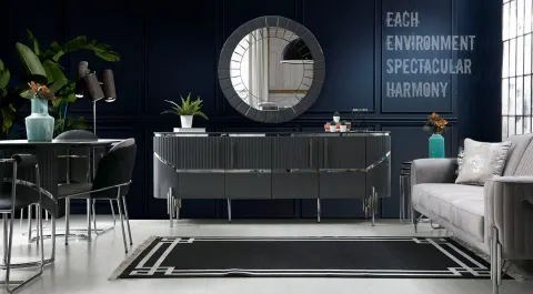 Roma Metal Leg Dining Room Set (Anthracite )