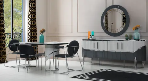 Roma Metal Leg Dining Room Set
