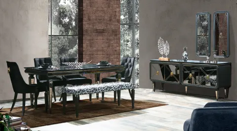 İmaj Art Deco Black Dining Room Set