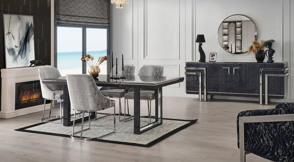 Diamond Mirrored Modern Dining Room Set