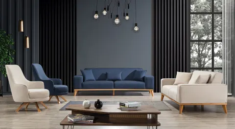 Vista Wooden Leg Sofa Set