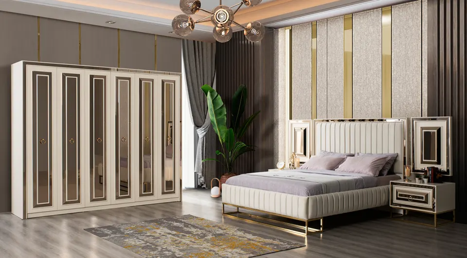 Royale Art Deco Bedroom Set (Moonstone)