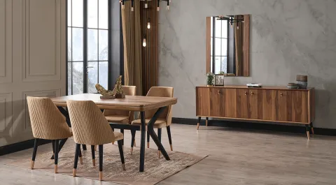 Beta Walnut Modern Dining Room Set