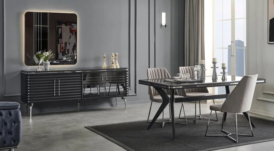 Asel Anthracite Modern Dining Room Set