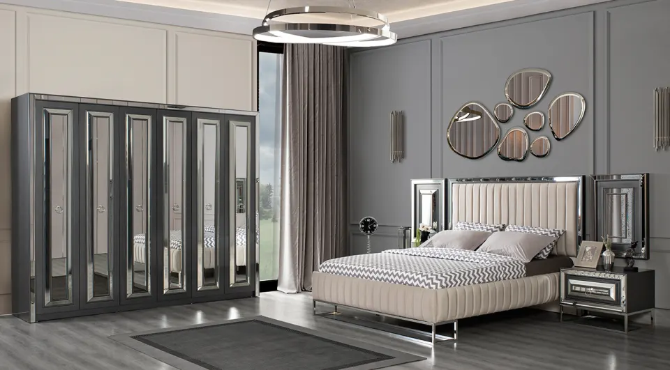 Royale Art Deco Bedroom Set (Anthracite)