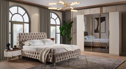 Tesla Moonstone Bedroom Set (Metal Leg)