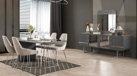  Antre Metal Leg Dining Room Set (Anthracite )
