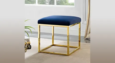 Candy Gold Metal Leg Pouf (Blue)