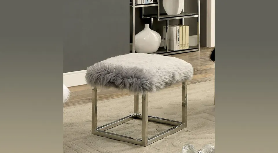 Candy Plush Metal Leg Pouf